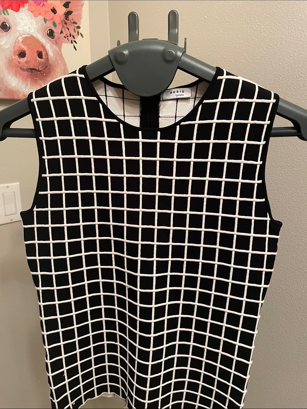 Akris punto Black and White Grid Sleeveless top